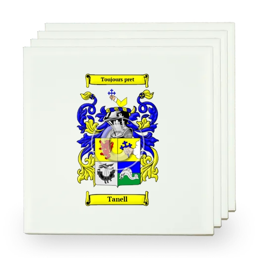 Tanell Set of Four Small Tiles with Coat of Arms