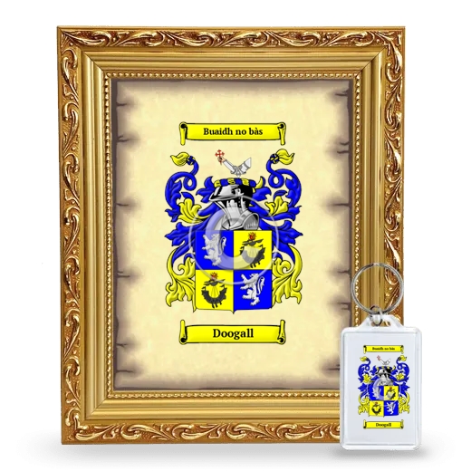 Doogall Framed Coat of Arms and Keychain - Gold