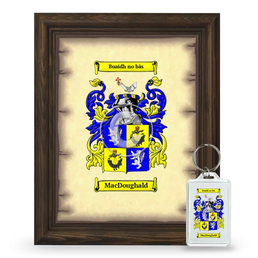 MacDoughald Framed Coat of Arms and Keychain - Brown
