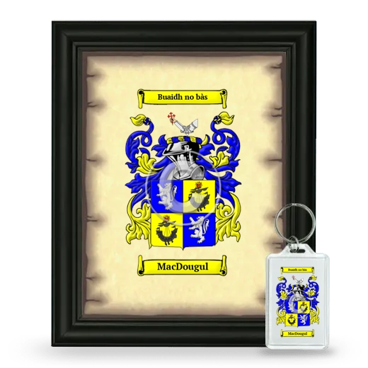 MacDougul Framed Coat of Arms and Keychain - Black