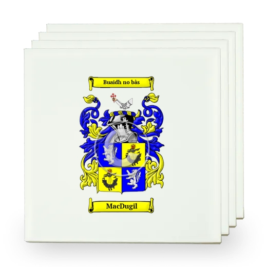 MacDugil Set of Four Small Tiles with Coat of Arms