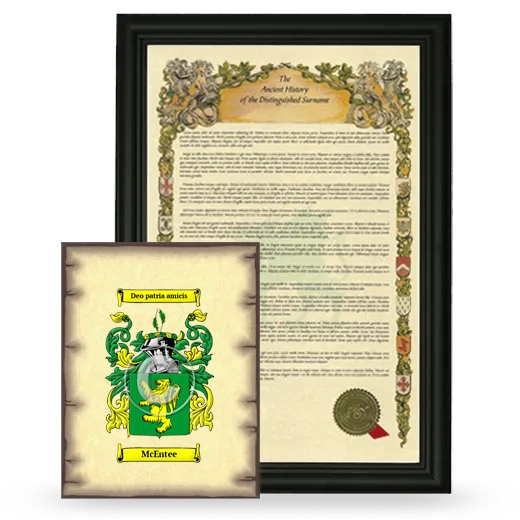 McEntee Framed History and Coat of Arms Print - Black