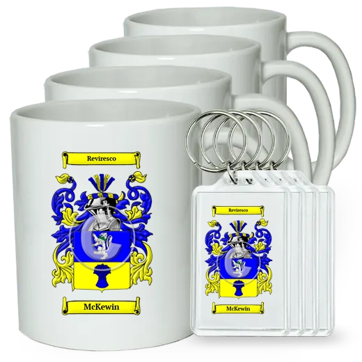 McKewin Set of 4 Coffee Mugs and Keychains