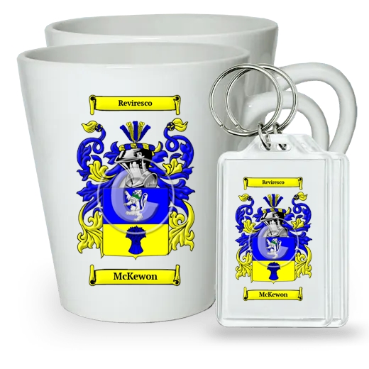 McKewon Pair of Latte Mugs and Pair of Keychains