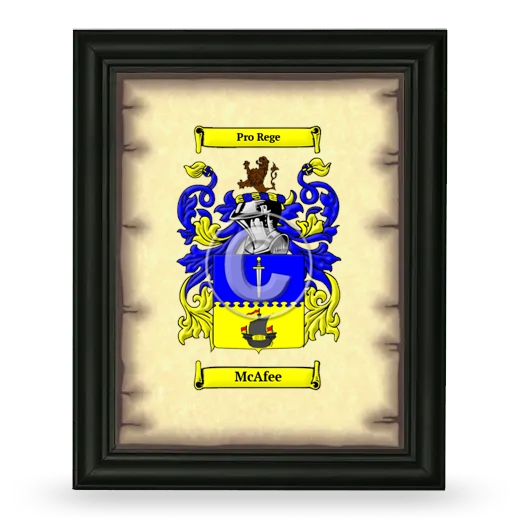 McAfee Coat of Arms Framed - Black