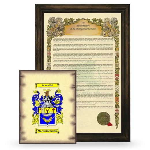 MacGhille'brath Framed History and Coat of Arms Print - Brown