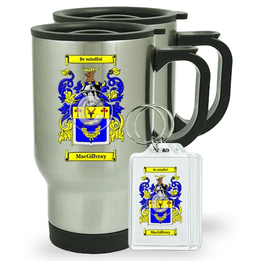 MacGillvray Pair of Travel Mugs and pair of Keychains