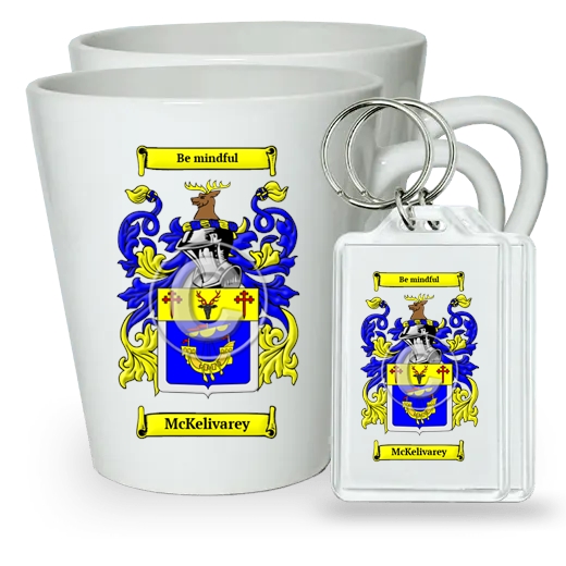 McKelivarey Pair of Latte Mugs and Pair of Keychains