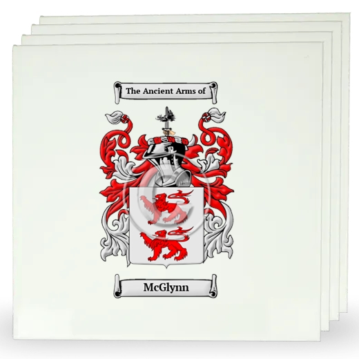 McGlynn Set of Four Large Tiles with Coat of Arms