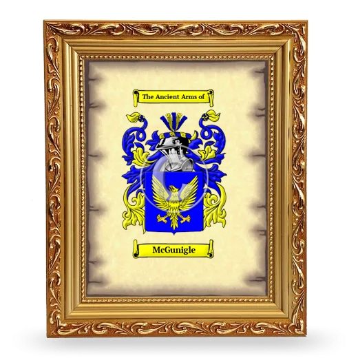 McGunigle Coat of Arms Framed - Gold