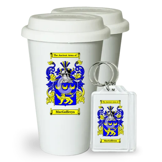 MacGofferyn Pair of Ceramic Tumblers with Lids and Keychains