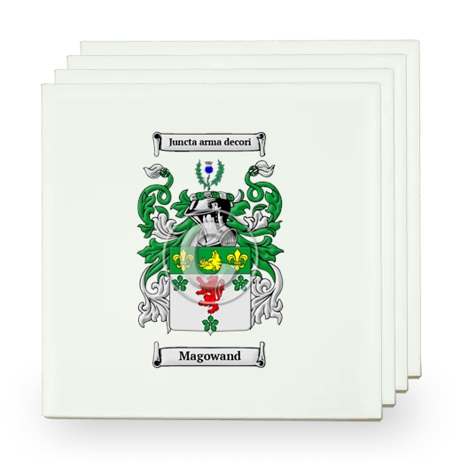 Magowand Set of Four Small Tiles with Coat of Arms