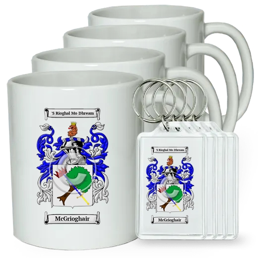 McGrioghair Set of 4 Coffee Mugs and Keychains