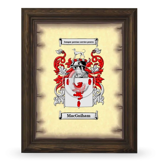 MacGuiham Coat of Arms Framed - Brown