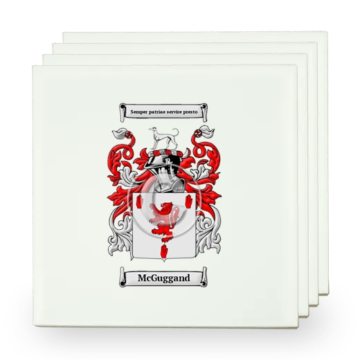 McGuggand Set of Four Small Tiles with Coat of Arms