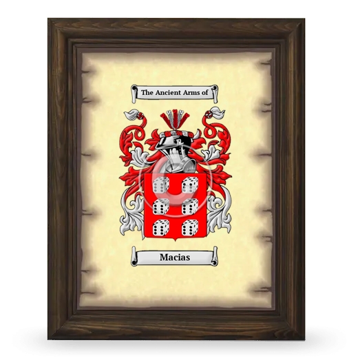 Macias Coat of Arms Framed - Brown