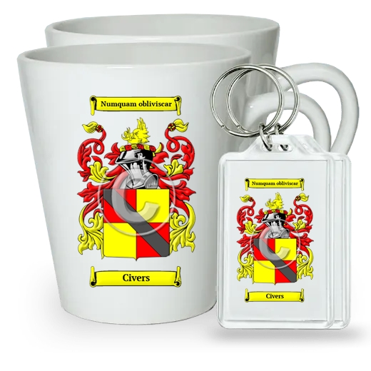 Civers Pair of Latte Mugs and Pair of Keychains