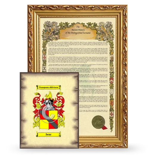 Iwar Framed History and Coat of Arms Print - Gold