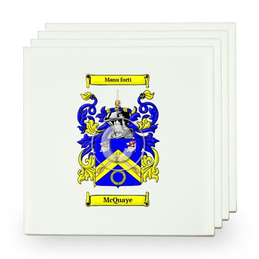 McQuaye Set of Four Small Tiles with Coat of Arms