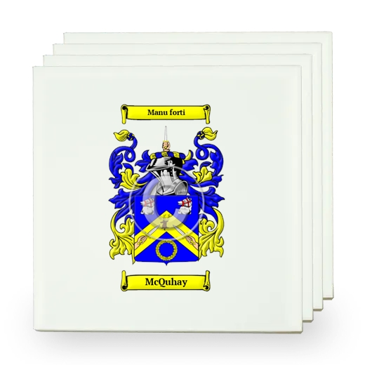 McQuhay Set of Four Small Tiles with Coat of Arms