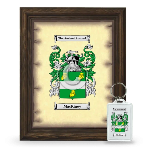 MacKiney Framed Coat of Arms and Keychain - Brown