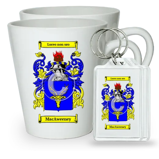 MacAweeney Pair of Latte Mugs and Pair of Keychains