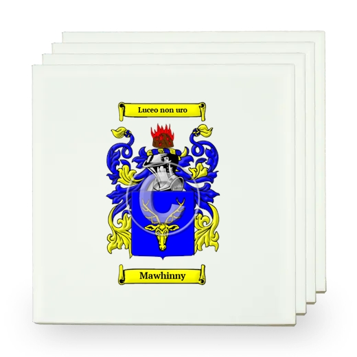 Mawhinny Set of Four Small Tiles with Coat of Arms