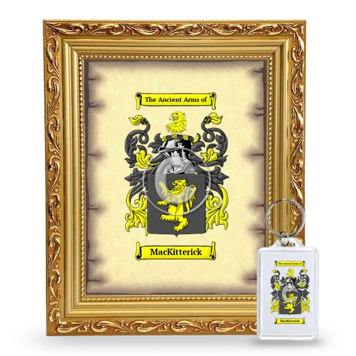 MacKitterick Framed Coat of Arms and Keychain - Gold