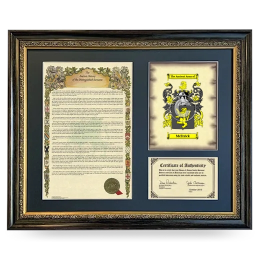 McEtrick Framed Surname History and Coat of Arms- Heirloom