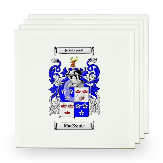 MacKymie Set of Four Small Tiles with Coat of Arms