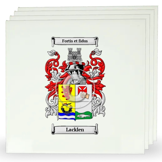 Lacklen Set of Four Large Tiles with Coat of Arms