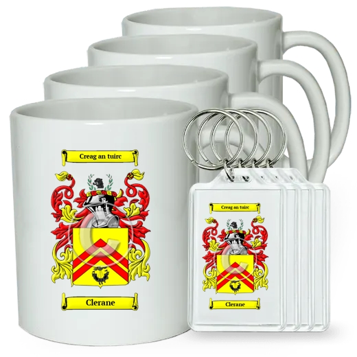 Clerane Set of 4 Coffee Mugs and Keychains