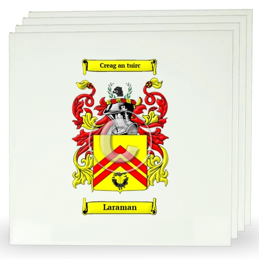 Laraman Set of Four Large Tiles with Coat of Arms