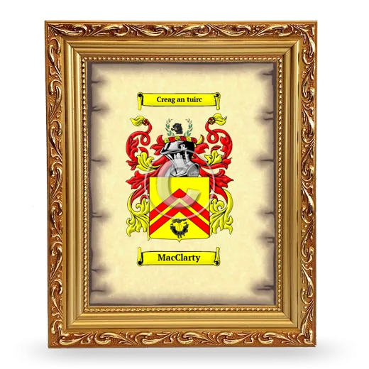 MacClarty Coat of Arms Framed - Gold