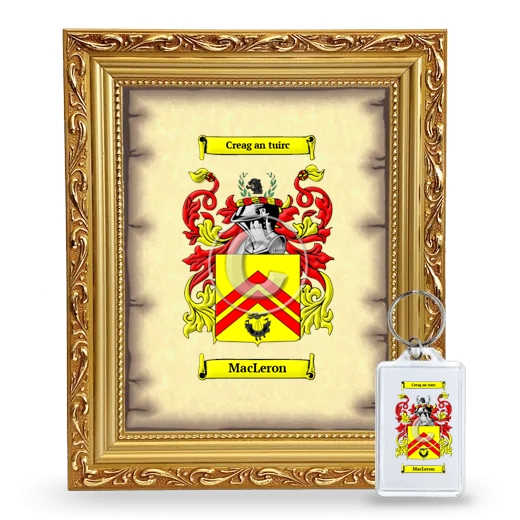 MacLeron Framed Coat of Arms and Keychain - Gold