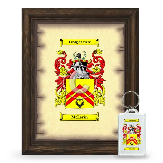 McLarin Framed Coat of Arms and Keychain - Brown