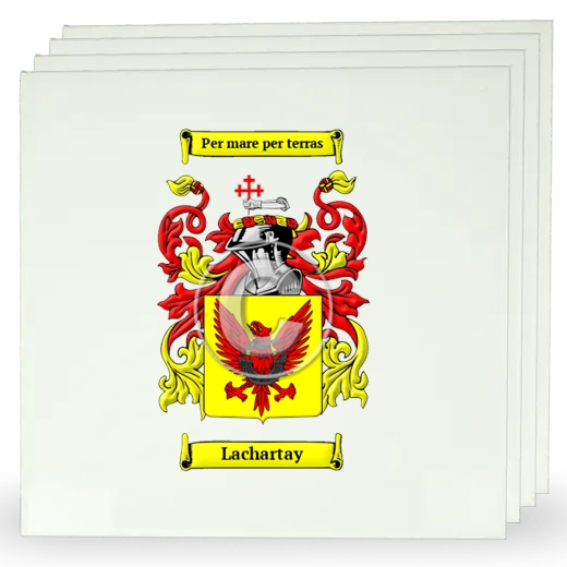Lachartay Set of Four Large Tiles with Coat of Arms