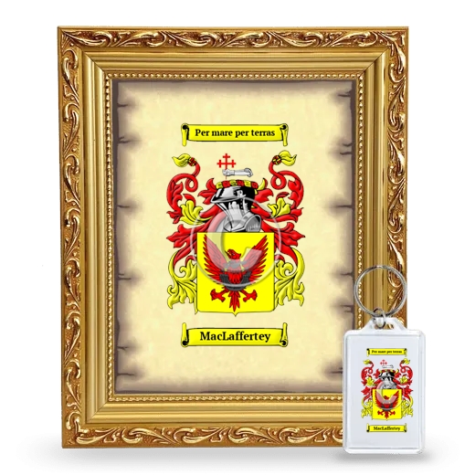 MacLaffertey Framed Coat of Arms and Keychain - Gold