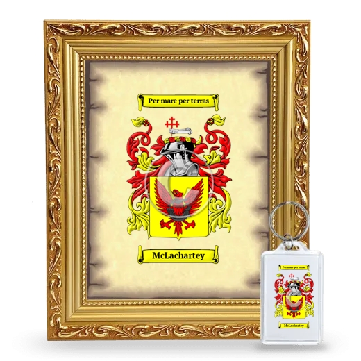 McLachartey Framed Coat of Arms and Keychain - Gold