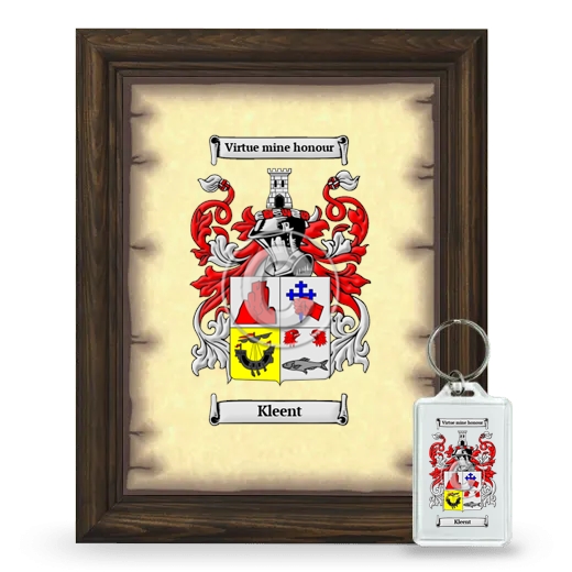 Kleent Framed Coat of Arms and Keychain - Brown