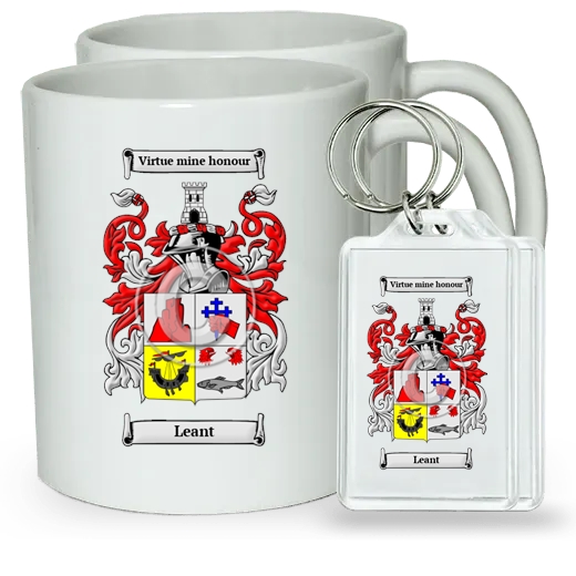 Leant Pair of Coffee Mugs and Pair of Keychains