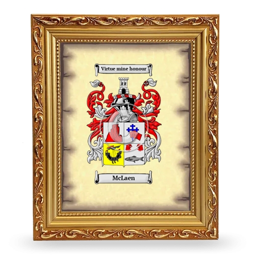 McLaen Coat of Arms Framed - Gold