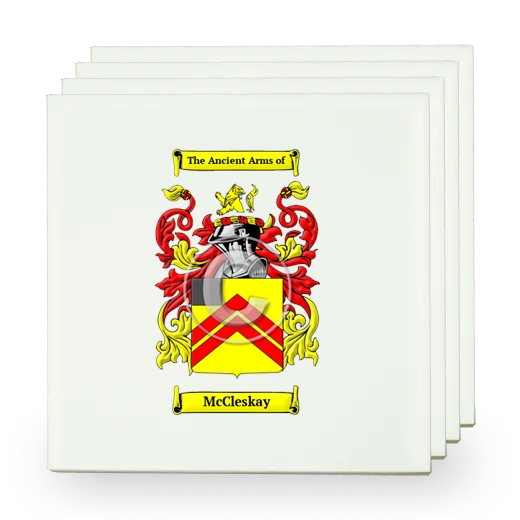 McCleskay Set of Four Small Tiles with Coat of Arms