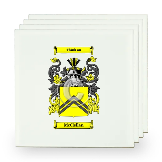 McClellan Set of Four Small Tiles with Coat of Arms