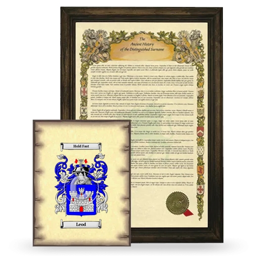 Leod Framed History and Coat of Arms Print - Brown