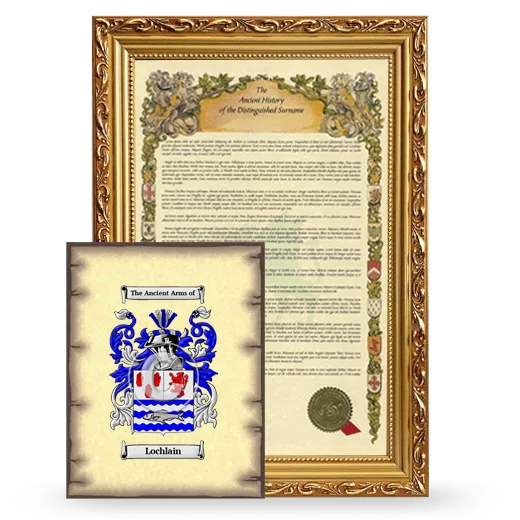 Lochlain Framed History and Coat of Arms Print - Gold