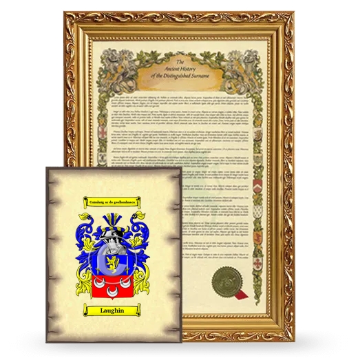 Laughin Framed History and Coat of Arms Print - Gold