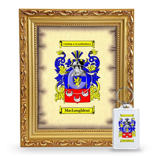 MacLoughlent Framed Coat of Arms and Keychain - Gold