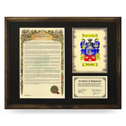 McClocklin Framed Surname History and Coat of Arms - Brown