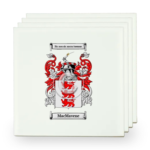 MacMavene Set of Four Small Tiles with Coat of Arms